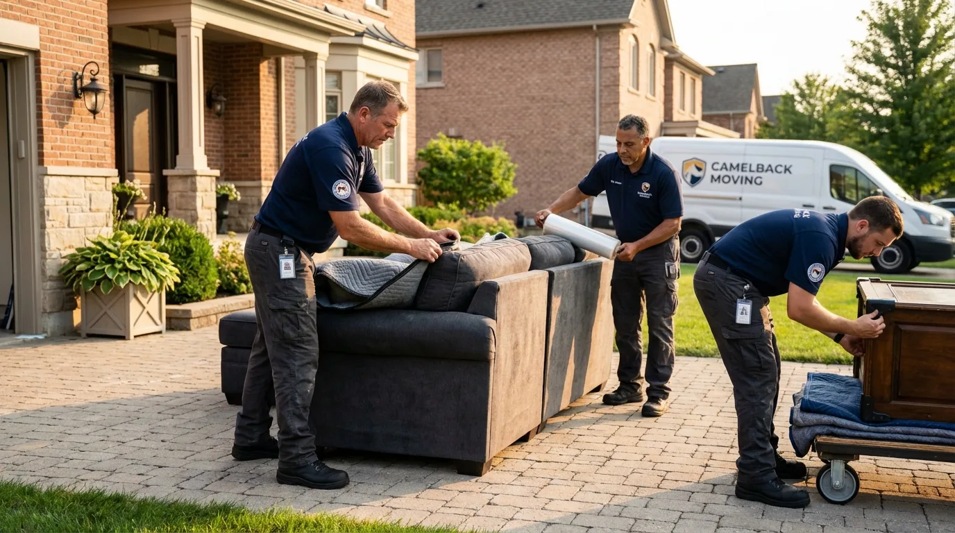 Large estate moving crew wrapping furniture in Fallbrook, CA